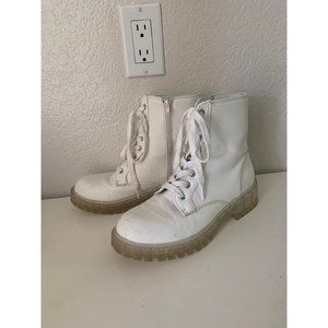 Sugar white moto combat boots KAEDY 8.5